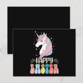 Happy Easter Unicorn Bunny Rabbit Eggs Briefkaart (Voorkant / Achterkant)