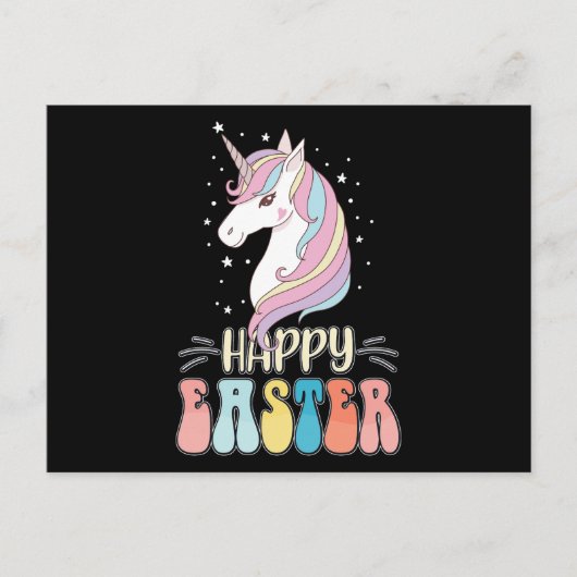 Happy Easter Unicorn Bunny Rabbit Eggs Briefkaart (Voorkant)