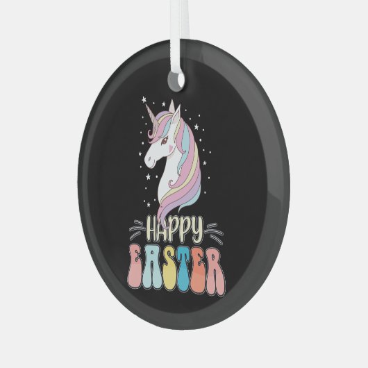 Happy Easter Unicorn Bunny Rabbit Eggs Glas Ornament (Voorkant links)