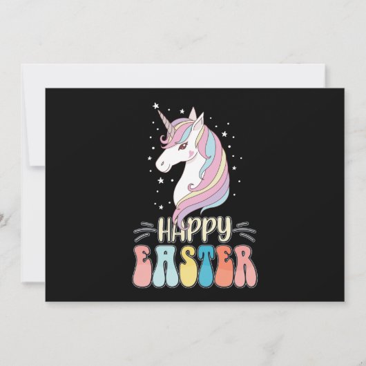 Happy Easter Unicorn Bunny Rabbit Eggs Kaart (Voorkant)