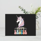 Happy Easter Unicorn Bunny Rabbit Eggs Kaart (Staand voorkant)