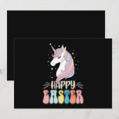 Happy Easter Unicorn Bunny Rabbit Eggs Kaart (Voorkant / Achterkant)