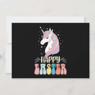 Happy Easter Unicorn Bunny Rabbit Eggs Kaart