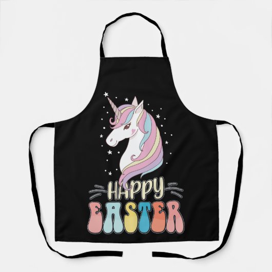 Happy Easter Unicorn Bunny Rabbit Eggs Schort (Voorkant)