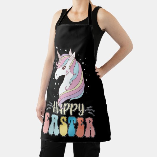 Happy Easter Unicorn Bunny Rabbit Eggs Schort (Insitu)