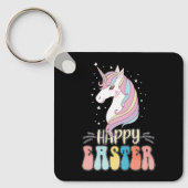Happy Easter Unicorn Bunny Rabbit Eggs Sleutelhanger (Voorkant)