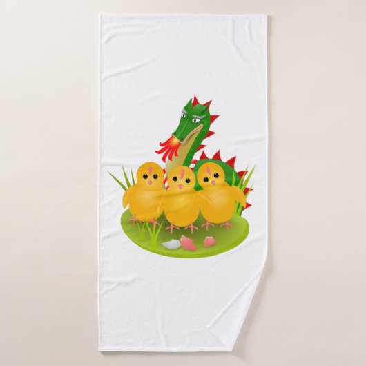 Happy Easter van drie kuikens en Dragon of Mons Badhanddoek (Badhanddoek)