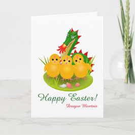 Happy Easter van drie kuikens en Dragon of Mons Feestdagen Kaart