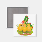 Happy Easter van drie kuikens en Dragon of Mons Magneet (Voorkant / Achterkant)