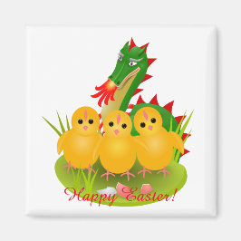 Happy Easter van drie kuikens en Dragon of Mons Magneet