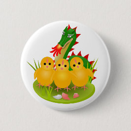 Happy Easter van drie kuikens en Dragon of Mons Ronde Button 5,7 Cm