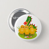 Happy Easter van drie kuikens en Dragon of Mons Ronde Button 5,7 Cm (Voorkant /achterkant)