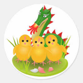 Happy Easter van drie kuikens en Dragon of Mons Ronde Sticker