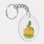 Happy Easter van drie kuikens en Dragon of Mons Sleutelhanger (Voorkant Links)