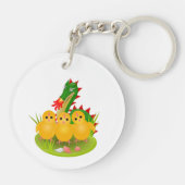 Happy Easter van drie kuikens en Dragon of Mons Sleutelhanger (Achterkant)