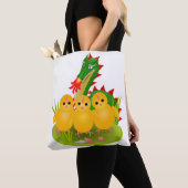Happy Easter van drie kuikens en Dragon of Mons Tote Bag (Dichtbij)