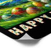 Happy Easter Van Gogh stijl konijn en eieren Poster (Hoek)