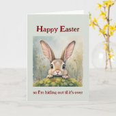 Happy Easter verbergt Big Eared Rabbit Kaart (Gele Bloem)