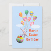 Happy Easter Verjaardag Bunny en Ballonnen Flat Feestdagenkaart (Voorkant)