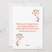 Happy Easter Verjaardag Bunny en Ballonnen Flat Feestdagenkaart (Achterkant)