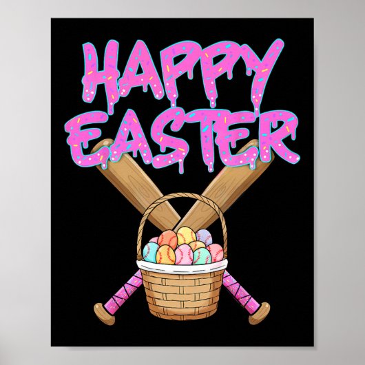 Happy Easter Verkoop aan Ice Cream Drip met Egg Sk Poster (Voorkant)