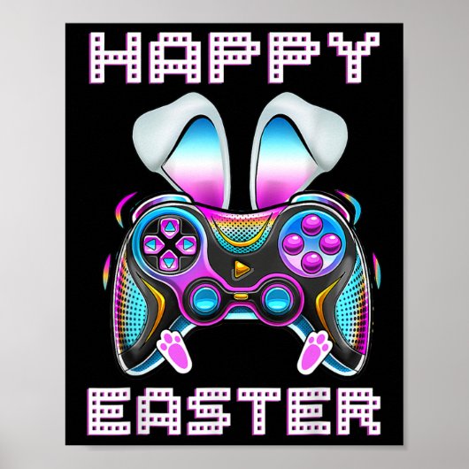 Happy Easter Video Game Controller Funny Gamer Boy Poster (Voorkant)