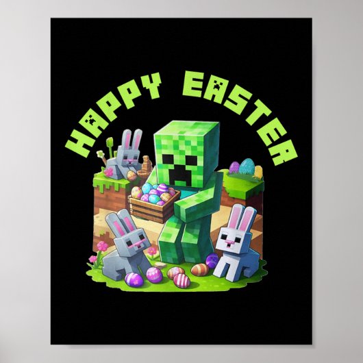 Happy Easter Video Game Pixel Voor Mannen Vrouwen  Poster (Voorkant)