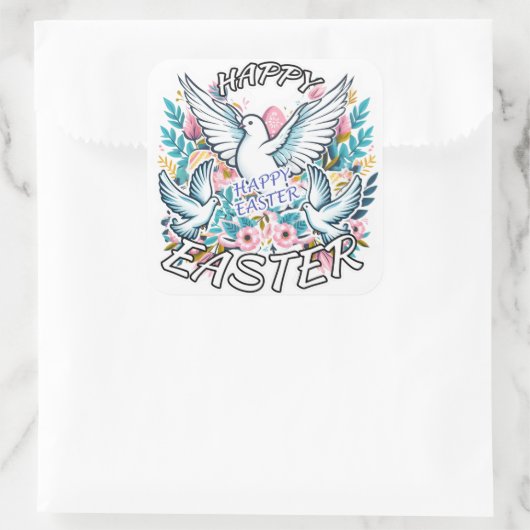 Happy Easter Vierkante Sticker (Tas)