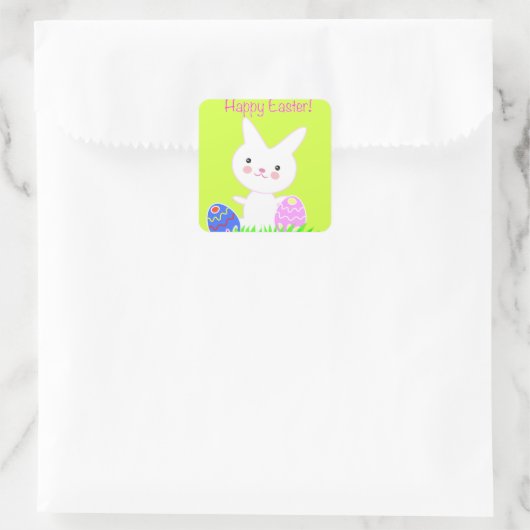 happy easter vierkante sticker (Tas)