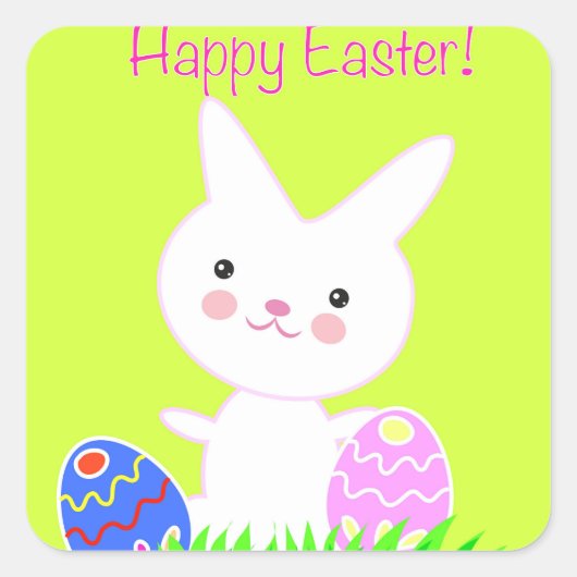happy easter vierkante sticker (Voorkant)