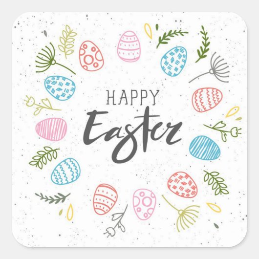 Happy Easter Vierkante Sticker (Voorkant)