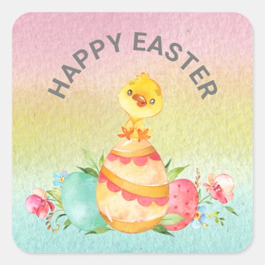 Happy Easter Vierkante Sticker (Voorkant)