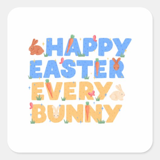 Happy Easter Vierkante Sticker (Voorkant)