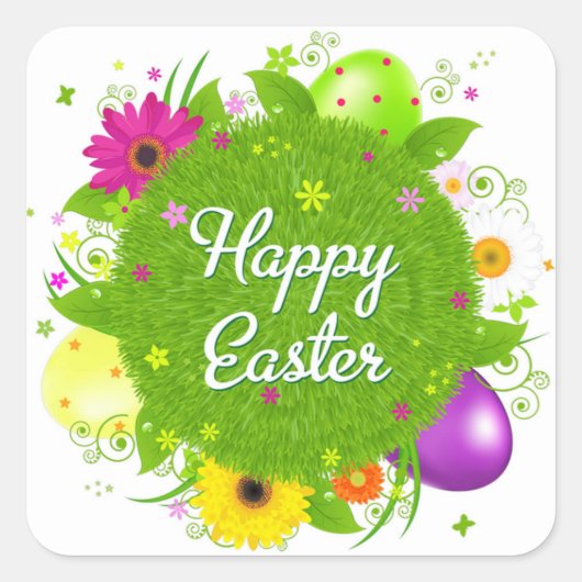 Happy Easter Vierkante Sticker (Voorkant)