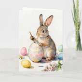 Happy Easter Vintage Bunny Painting an Egg Kaart (Achterkant)