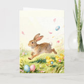 Happy Easter Vintage Bunny Spring Illustration Kaart (Achterkant)