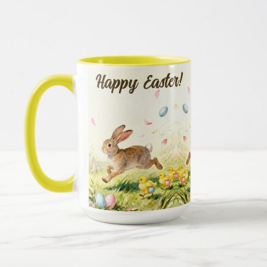 Happy Easter Vintage Bunny Spring Illustration  Mok (Links)