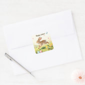 Happy Easter Vintage Bunny Spring Illustration Vierkante Sticker (Envelop)