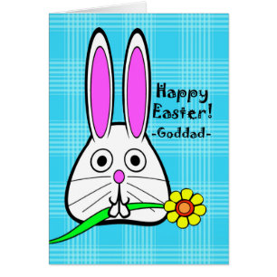 Happy Easter voor Goddad, Cute Rabbit met Flower