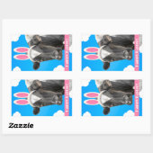 Happy Easter voor iedereen grappige Koe in Bunny E Rechthoekige Sticker (Vel)