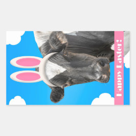 Happy Easter voor iedereen grappige Koe in Bunny E Rechthoekige Sticker