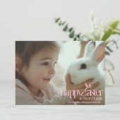 Happy Easter voor iedereen Roze tekst Custom Easte Feestdagenkaart (Staand voorkant)