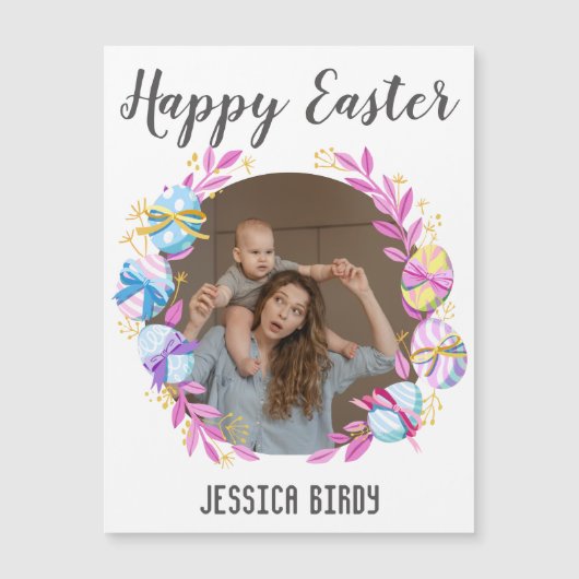 Happy Easter vriend, ooster bunny mama en baby fot (Voorkant)