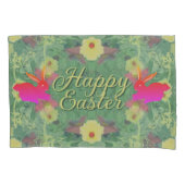 Happy Easter w/Bunnies Floral Green Kussensloop (Voorkant-Links)