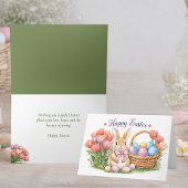 Happy Easter Watercolor Bunny Card | Tulips  Kaart
