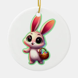 Happy Easter Watercolor Bunny Keramisch Ornament