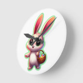 Happy Easter Watercolor Bunny Ronde Klok (Hoek)