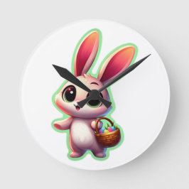 Happy Easter Watercolor Bunny Ronde Klok