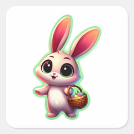 Happy Easter Watercolor Bunny Vierkante Sticker