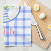 Happy Easter Watercolor Tulips Blue Check Theedoek (Quarter Fold)